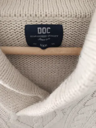 Jersey DOC punto trenzado cuello shawl beige