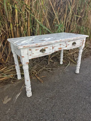 Escritorio blanco decapado madera