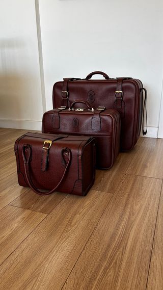 Maleta neceser vintage piel marrón