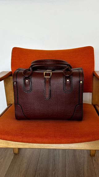 Maleta neceser vintage piel marrón