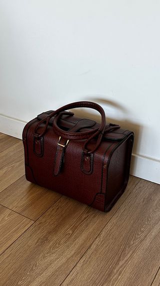 Maleta neceser vintage piel marrón