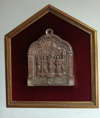 Quadro Religioso San Ildefonso Metallo Dorato