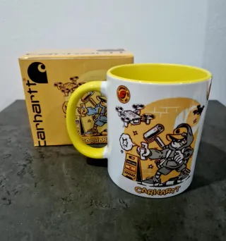 Caneca Carhartt Cerâmica Amarela e Branca