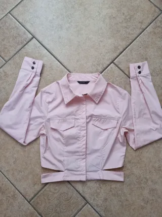 Camicia donna rosa crop