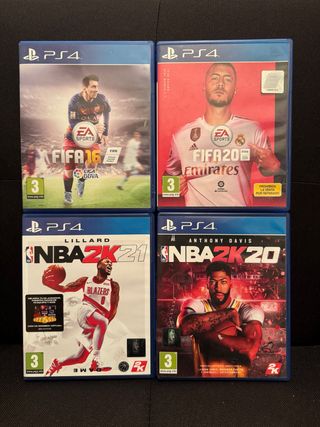 Lote 4 Juegos PS4: FIFA 16, FIFA 20, NBA 2K21, NBA