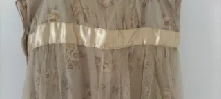 Vestido beige de doble capa Cintura estilo imperio