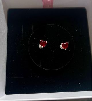 Pendientes  Corazón Rojo Plata