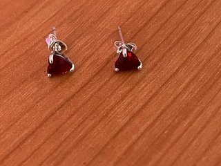 Pendientes  Corazón Rojo Plata