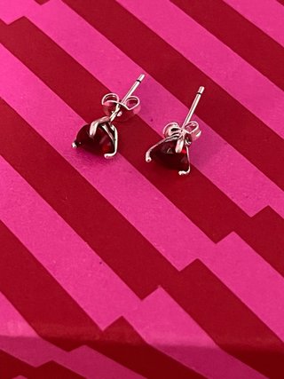 Pendientes  Corazón Rojo Plata