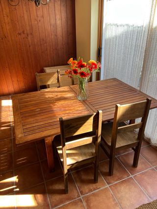 Mesa de teka extensible grande