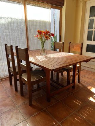 Mesa de teka extensible grande