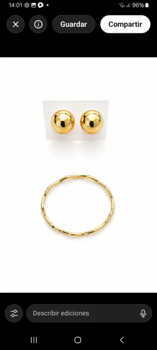 Pendientes y Anillo Dorado