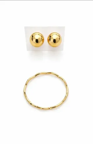 Pendientes y Anillo Dorado