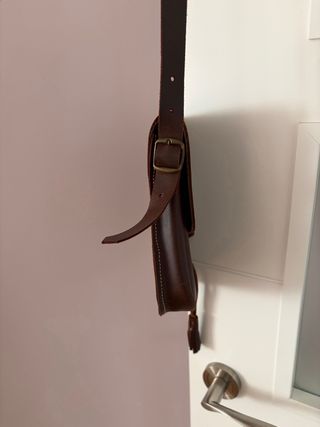 Bolso Rociero Cuero Marrón de Ubrique.