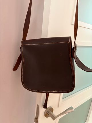 Bolso Rociero Cuero Marrón de Ubrique.