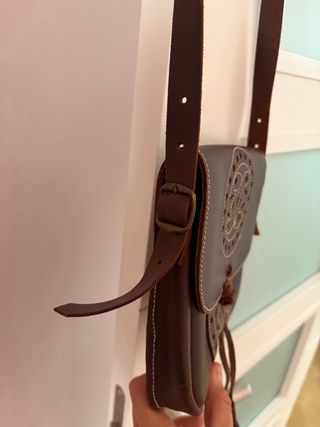 Bolso Rociero Cuero Marrón de Ubrique.