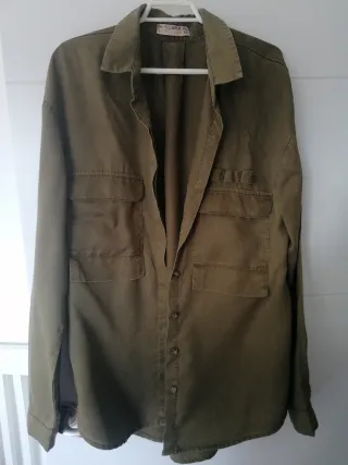 Camisa verde militar manga larga Talla L