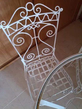 Mesa y 2 Sillas Jardín Vintage Blanca