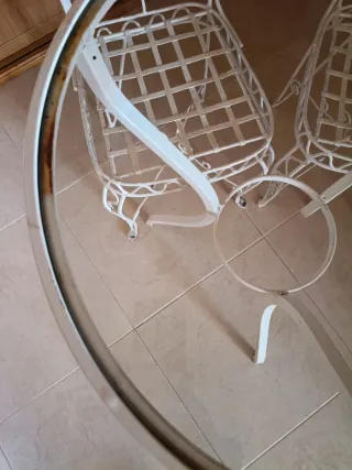 Mesa y 2 Sillas Jardín Vintage Blanca