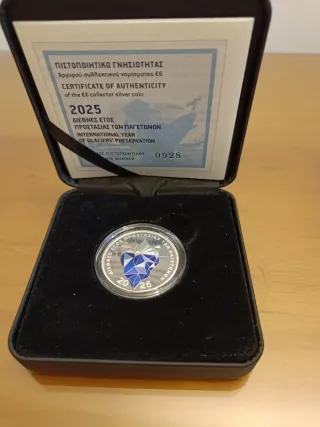 Moneda 6 euros plata conservación glaciares 2025