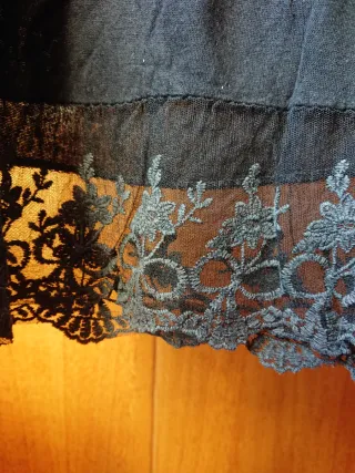 Jersey largo negro punto y encaje T L / XL