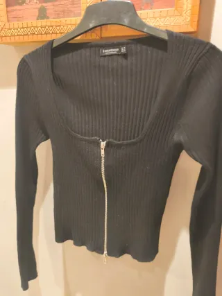 Top negro cremallera Talla S