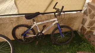 Bicicleta infantil blanca y azul