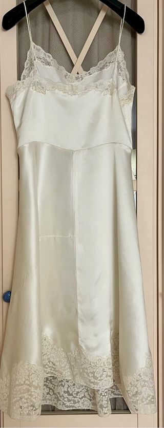 ESPECTACULAR VESTIDO SEDA NATURAL VINTAGE