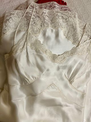 ESPECTACULAR VESTIDO SEDA NATURAL VINTAGE