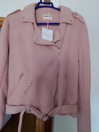 Chaqueta Biker SOLO Talla M Rosa.piel de melocotón