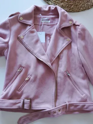 Chaqueta Biker SOLO Talla M Rosa.piel de melocotón