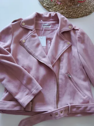 Chaqueta Biker SOLO Talla M Rosa.piel de melocotón