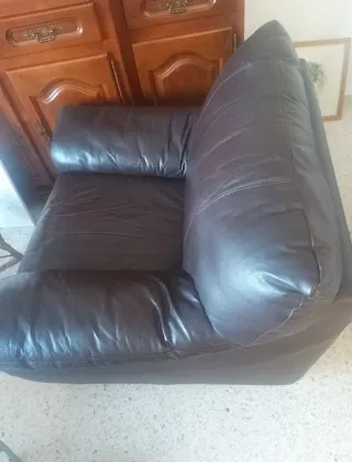 Sofá Individual Piel Ikea Negro/Marrón