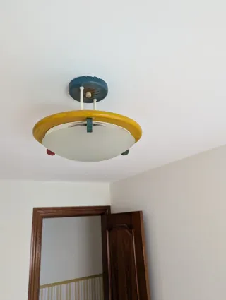 Lámpara de techo madera y cristal