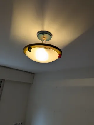 Lámpara de techo madera y cristal