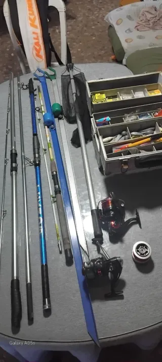 Lote pesca mar cañas y accesorios