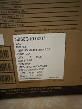 Torre PC Cougar MX440 Mesh RGB Negra