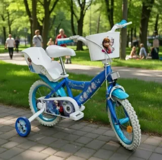 Bicicleta Frozen Niña Azul con Ruedines