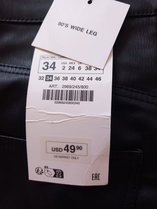 Pantalones negros polipiel Zara Talla S