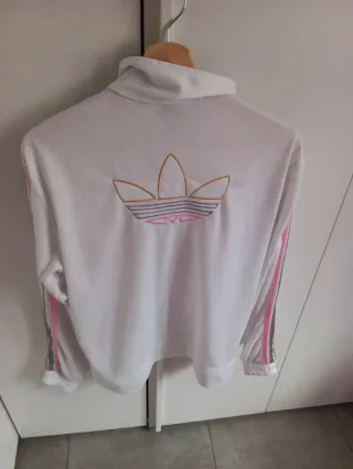 Chaqueta Adidas Original Blanca y Rosa