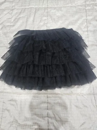 Falda Zara tul volantes negra XS