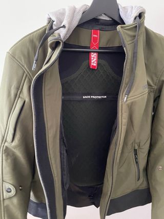 Chaqueta Moto IXS Verde con Capucha para Mujer