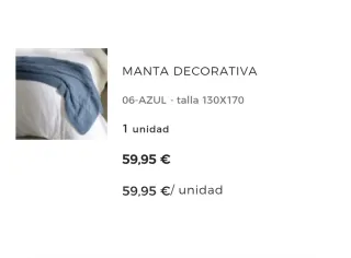 Manta azul 130x170 cm - Nueva