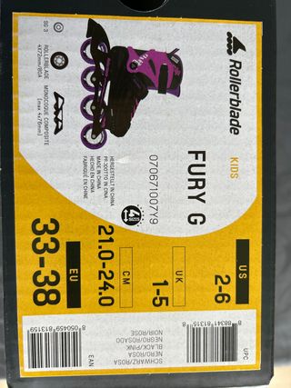 Patines Rollerblade Fury G Niña Talla 33-38
