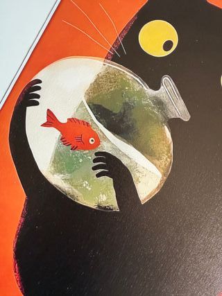 Poster Tela Gatto Simpatico Pesce Rosso