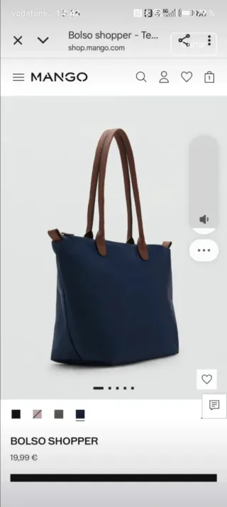 Bolso shopper Mango azul