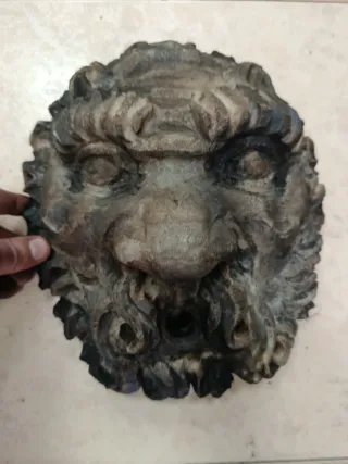 Antigua Escultura Mármol Cabeza Mascarón