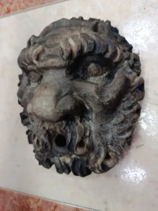 Antigua Escultura Mármol Cabeza Mascarón