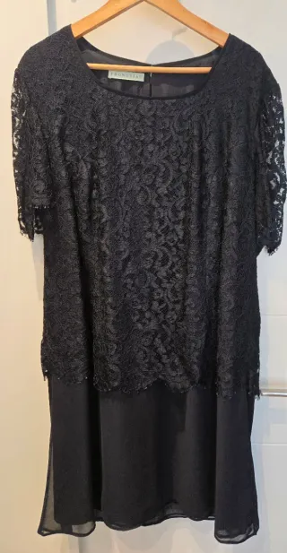 Vestido Pronovias Negro Encaje y Gasa