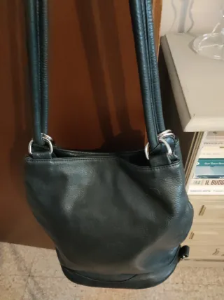 Borsa in pelle donna blu con Manici.